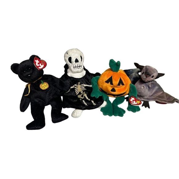 Vintage Ty Beanie Babies Halloween theme plush bundle - NWT - Picture 1 of 6